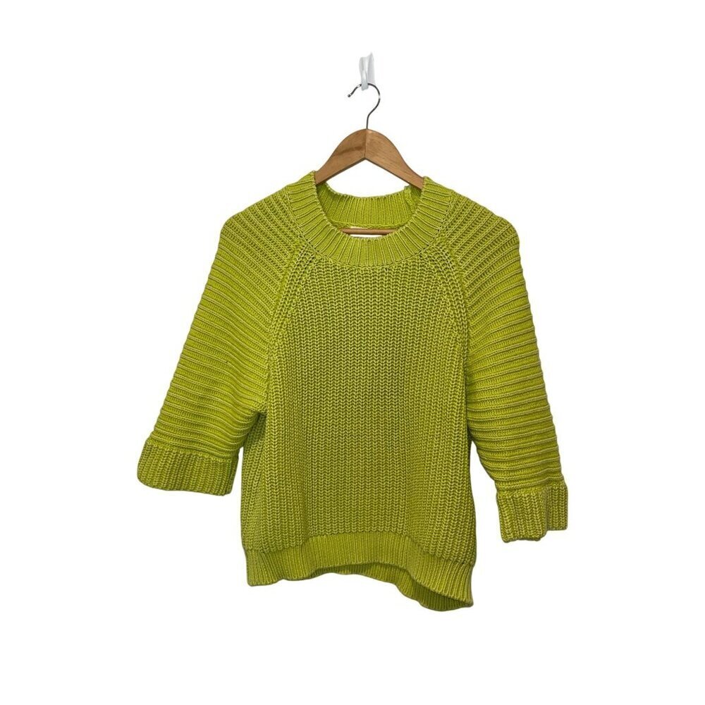 Maeve By Anthropologie Lime Green Ribbed Knit Pullover Sweater Women's Size XS